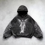 Rudens Europa ir Amerika Y2K Hip Hop Tendencija Retro Gobtuvas Vyri&scaron;kas Gatvės Megztinis Laisvas Derliaus Palaidinė Moteri&scaron;kas Gobtuvas Vir&scaron;us XXL white