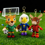 2026 m. Pasaulio taurės talismanas Pliu&scaron;inis žaislas Lėlė Mink&scaron;tas kim&scaron;tas gyvūnas Kolekcionuojamas Gerbėjo dovana 4 vnt. 4pcs Mascot Keychain [17 cm] įvairiaspalvis