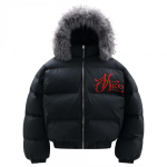 Unisex žieminis pūkinis paltas su nuimamu dirbtinio kailio apykakle, oversized, &scaron;iltas medvilninis paltas, vyrams, moterims Medium juoda