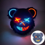 LED Kraujuota Triu&scaron;io Kaukė &Scaron;viečianti Žudiko Juodo Lokio Kaukė Helovino &Scaron;okio vakarėlio Cosplay Kostiumo Rekvizitas Nužudyto Pliu&scaron;inio Triu&scaron;io Kaukė