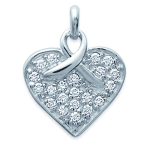 Les Tr&eacute;sors De Lily [E0237] - Pendentif Argent 'Tr&eacute;sor d'Amour' Blanc argent&eacute; -15x17 mm