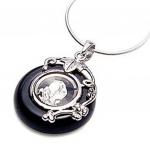 Les Tr&eacute;sors De Lily [E5173] - Pendentif Argent 'Agate' Noir Argent&eacute;