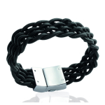 Les Tr&eacute;sors De Lily [J0106] - Bracelet acier mixte 'Peaceful' noir / acier - 20 mm