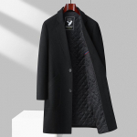Vyri&scaron;kas raudonas pavasarinis žieminis vilnonis vilnonis ilgas paltas nuo vėjo striukė Vyri&scaron;kas paltas pūkinis paltas Korėjos rudens drabužiai 2023 m. 2XL juoda