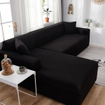 Vienspalvis sofos užvalkalas svetainei Elastingas sofos užvalkalas Apsauga L formos kampinės sofos užvalkalas &Scaron;ezlongas 4-seater juoda