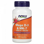 Now Foods - MEGA vitaminas D-3 ir MK-7, 5000 TV/180 mcg 60 VCAPS