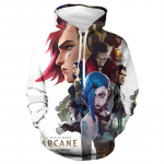 Anime Arcane League of Legends 3D Hoodie Vyri&scaron;ki madingi paltai Vaiki&scaron;ki megztiniai Vaiki&scaron;ki Hip Hop paltai berniukui Sportinis kostiumas Lol Jinx Megztiniai M