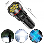 8*LED Galingas žibintuvėlis su įmontuota baterija, įkraunamas per USB, ne&scaron;iojamas LED ABS žibintas, atsparus vandeniui, kempingo žibintuvėlis, lauko žibintas 1000LM