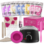 WUWUVISTA Waxing Kit 63pzs, Perfect Gift Set-Hair Removal Hard Wax with Wax Warmer,Waxing Beads for Face/Brazilian/Full Body/Bikini/Sensitive Skin UK Plug juoda