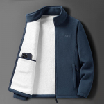 Vyri&scaron;ka vilnonė flisinė striukė - Rudens/Žiemos, aksomu pamu&scaron;alas, stora, &scaron;ilta vir&scaron;utinė apranga vidutinio amžiaus ir pagyvenusiems. 4XL