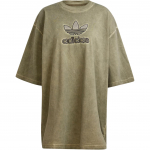 Adidas Originals Adicolor Adilenium Patogūs Laisvo Kirpimo Apvalios Kaklo Trijų Ketvirčių Rankovių Mar&scaron;kinėliai Moteri&scaron;ki Vir&scaron;utiniai Drabužiai Alyvuogių Žalumo JM9247 L