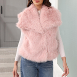 Women's Fashion waistcoat Sleeveless Lapel Coat M rožinė
