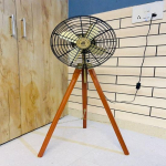 137.16 Cm Rankų darbo Jūrinis Trikojo Grindų Ventiliatorius Juodas Metalas Rudas Medis Dekoratyvinis Elementas