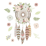 Les Tr&eacute;sors De Lily [A1548] - Planche de stickers 'Attrape-R&ecirc;ves' multicolore (dreamcatcher) - 50x70 cm ry&scaron;kiai rožinė
