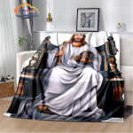 Religinio Jėzaus ka&scaron;myro antklodė 3D spausdinta Kristaus lovatiesė Flanelinė antklodė Mergelė Marija -Jėzus serijos patogi namų antklodė 75x90cm