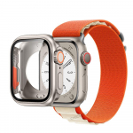 Stiklinis dangtelis nailono apyrankė, skirta Apple Watch 44mm 45mm 40mm 41mm dėklas + dirželis ekrano apsauga IWatch Series 56 Se 7 8 Perėjimas prie Ultra 45mm