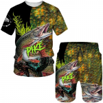 3D Spausdinti Vyri&scaron;ki mar&scaron;kinėliai/&Scaron;ortai/Kostiumai Harajuku Fashion Camo mar&scaron;kinėlių rinkinys Hiphopo lauko sportinė apranga Vasaros Gražus žvejybos menas XL