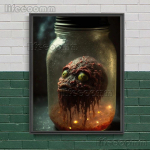 Stiklainiuose įstrigę demonai Sienų meno spaudinys &bdquo;Siaubingas svajonių pasaulis butelyje&ldquo; Meno plakatas ir spaudinys svetainės dekoravimui be rėmelio 21*30cm