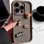 Mielas 3D Bear kavos animacinio filmo silikoninis dėklas, skirtas iPhone 16 15 12 11 13 14 Pro Max 7 8 Plus X Xs Xr 15pro 14pro 15plus mink&scaron;tas matinis dangtelis iPhone 13 Pro Max