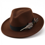 Vilnos kepurė vyrams, madinga ir auk&scaron;čiausios klasės, plunksnų persikų &scaron;irdies apeiginė kepurė moterims, auk&scaron;tos kokybės riterio kepurė One Size kava