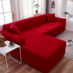 Vienspalvis sofos užvalkalas svetainei Elastingas sofos užvalkalas Apsauga L formos kampinės sofos užvalkalas &Scaron;ezlongas 4-seater raudona