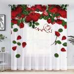 2pcs Greenery Vine Pattern Sheer Curtains Rod Pocket Window Drapes Window Treatments For Bedroom Living Room Home Decoration 100W160H(CM)40x63in&rod pocket