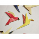 Autocollants en relief &agrave; paillettes - Origami oiseaux