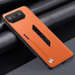 Prabangus PU odinis telefono dėklas Asus ROG Phone 6 6D matinis galinis dangtelis silikoninis apsauginis dėklas Asus ROG Phone 5 5S Coque For ROG Phone 6 oranžinė