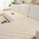 Geometrinis mink&scaron;tas sofos sėdynės užvalkalas L formos naminiams gyvūnams vaikams sofos užvalkalas apsauga nuo katės draskymo kampinės sofos rank&scaron;luostis universalus sėdynės pagalvėlė 90x240cm balta