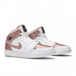 Air Jordan 1 Mid GS Baltas Rožinis Auksas 555112-190 EU 37.5 raudona