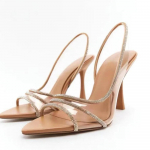Moteri&scaron;ki vasariniai slingback bateliai su kalnų kri&scaron;tolu Biuro ponios Skaidrūs auk&scaron;takulniai Sandalai Eleganti&scaron;ki Smailianosiai Moteri&scaron;ki Seksualūs Auk&scaron;takulniai 34 abrikosas