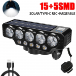 Ry&scaron;kus dviračio priekinis žibintas - USB-C įkraunamas 2000LM LED, IPX5 vandeniui atsparus dviračių žibintas skirtas važiavimui keliu/MTB naktį (5 &scaron;viesos režimai) gray