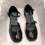 Nauji Mary Jane batai su sagtimi, moteri&scaron;ki auk&scaron;takulniai, eleganti&scaron;ki, sekli kvadratinė nosis, vakarėliui, biurui, odiniai loaferiai 35 juoda