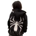 Unisex paltas Spider Print Tamsus Punk Style Unisex Helovino kostiumas High Street Hip Hop Mink&scaron;tas pliu&scaron;inis su užtrauktuku ilgomis rankovėmis žieminis rudens paltas su gobtuvu M juoda