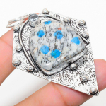 Natural K2 Blue Azurite, White Topaz 925 Sterling Silver Pendant 2.84 e2m09