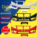 Suderinamas su 2016-2018 m. Honda Civic priekiniais ir galiniais buferiais. Unpainted - Front Bumper