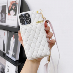 Rankinė per petį su pinigine ir telefono dėklu IPhone 16 15 14 13 12 11 Pro Max, kortelių laikiklis, dirželis, užtrauktukas, odinis dėklas For iPhone 15 balta