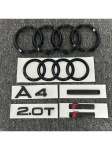 AUDI A4 4 žiedų logotipas ABS Juodas Automobilio Variklio Dangtis Priekinės Grotelės Galinės Bagažinės Emblema Lipdukas A4 Ženklas Quarrto 2.0T Sline Emblema A4 2008-2017
