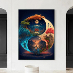 Fantasti&scaron;ki Yin Yang kra&scaron;tovaizdžio drobės tapyba Sienų menas Abstraktus daoizmas Tai ji schemos plakatų atspaudai gyvenamojo kambario namų dekoravimui be rėmelio 21*30cm