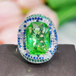 CMM auk&scaron;čiausios kokybės didžiųjų pir&scaron;tų žiedas smaragdo spalvos bižuterijos aksesuarai reguliuojamas žiedas, vakarėlio vestuvės moterims smaragdas