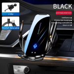 2024 Magic Clip Q-96 automobilinis belaidžio įkrovimo mobiliojo telefono laikiklis 15W indukcinis atidaromas ir uždaromas automobilio navigacijos laikiklis Automobilių reikmenys juoda