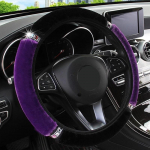 Universalus 37&ndash;38 cm skersmens mink&scaron;tas pliu&scaron;inis Kalnų kri&scaron;tolas automobilio vairo dangtis salono priedai vairo dangtelio automobilio stilius violetinė