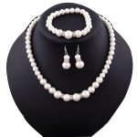 Natural Pearl Necklace Bracelet Earrings fashion Jewelry Set