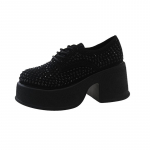 2024 m. Naujo stiliaus mados platforminiai batai Auk&scaron;ti spyruokliniai juodi moteri&scaron;ki batai Platformos sportbačiai potvyniai blizgantys Bling kalnų kri&scaron;toliniai batai 35 smėlis