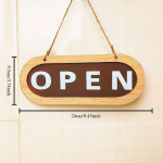 Dvipusė medinė atvira i&scaron;kaba verslui, dekoratyvinė durų lentelė, prakti&scaron;kas parduotuvės būsenos indikatorius natūrali