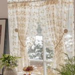 WTEMPO 2PCS prancūzi&scaron;kos pastoracinės kreminės siuvinėjimo ekrano užuolaidos nėrinių užuolaidos miegamojo lango perforuotos užuolaidos 130*130cm*2pcs smėlis