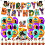 32 vnt. Dragon Ball gimtadienio vakarėlio reikmenys, įskaitant banerį, torto papuo&scaron;imus, balionus