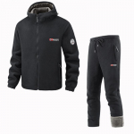 Žiemos sportinio apdaro komplektas vyrams Retro Treniruočių Storas Fleece Striukė + Kelnės Dviejų dalių Komplektas Laisvalaikio Slidinėjimo Bėgimo Sportinis Kostiumas XXXL juoda