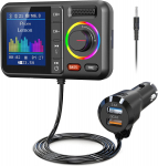 HUNDRUP FM siųstuvas, Bluetooth 5.0, QC3.0 greitas įkrovimas, 2 USB prievadai, Siri balso asistentas, BT98 pilka spalva