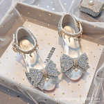 Nauji vaikų auk&scaron;takulniai kri&scaron;toliniai princesės bateliai vyresniems vaikams ir pradinių klasių mokiniams, tinkami scenos pasirodymams, vedimui ir 26Code Inner Length17.5cm sidabras